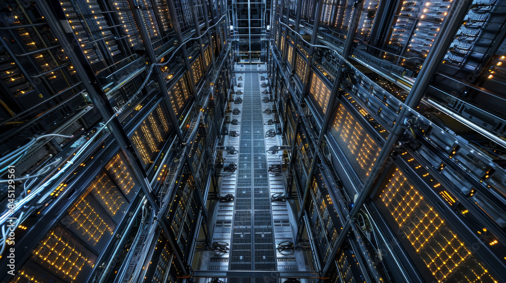 Poster a computer server room with many computer servers