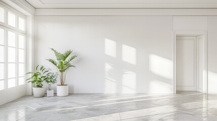 Minimalist interior design composition with minimal furniture and copyspace for text. Home decor concept image.