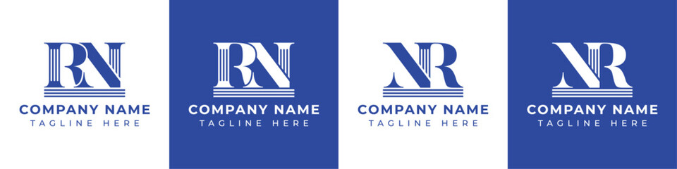Letters NR and RN Pillar Logo, suitable for business with NR and RN related to Pillar