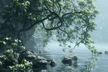 Naklejka premium tree in the water