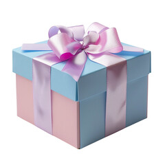 Fototapeta premium Beautiful pastel-colored gift box with satin ribbon and bow, perfect for special occasions like birthdays, weddings, and celebrations.