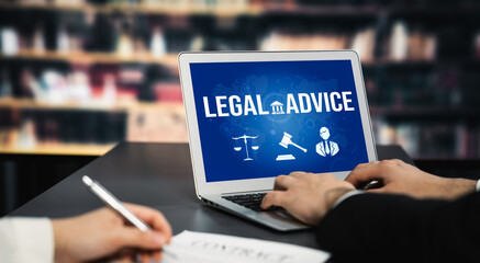 Smart legal advice website for people searching for savvy law knowledge in laptop computer on a...