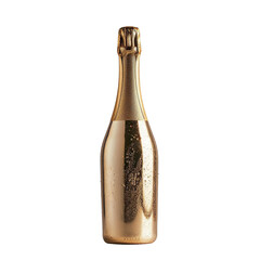 Elegant gold champagne bottle isolated on white background, perfect for celebrations, parties, and special occasions.