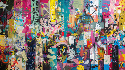 Fototapeta premium A colorful painting with graffiti on it