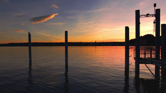 Sunset at the port of Angera on Lake Maggiore