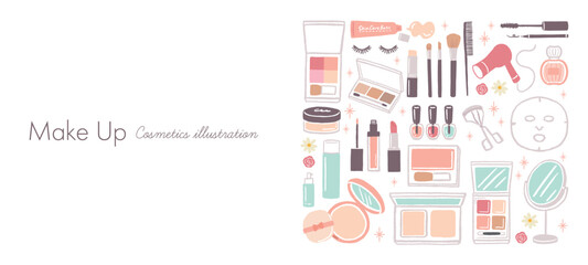 かわいいコスメ　化粧品のイラスト