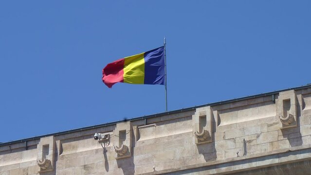  the romanian flag waving