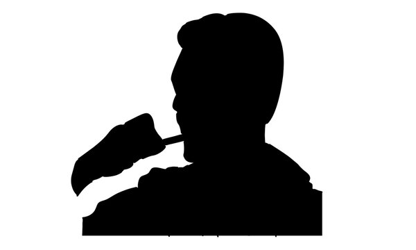 recommend clip art: silhouette of young man brushing his teeth