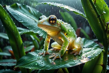 개구리, green, 수륙양용비행기, animal, 네이처, 나무, 야생 동물, 매크로, 나뭇잎, 두꺼비, 작은, 귀여운, 눈, 고립시키는, 근접, 백, 열대, 개구리, 밀림