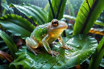 개구리, green, 수륙양용비행기, animal, 네이처, 나무, 야생 동물, 매크로, 나뭇잎, 두꺼비, 작은, 귀여운, 눈, 고립시키는, 근접, 백, 열대, 개구리, 밀림