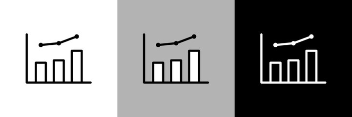 シンプルな線画の棒グラフと折れ線グラフのベクターアイコン