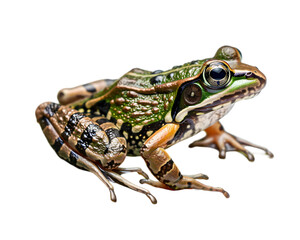 Obraz premium Small frog relaxation on leaf on transparent background