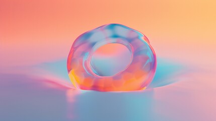 3D holographic decagon, clean background, reflective effect, minimalist composition.