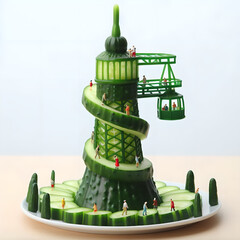 きゅうりで作られた自立式電波塔