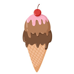 Ice cream chocolate cone illustration