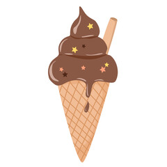 Ice cream chocolate cone illustration