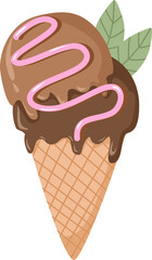 Ice cream chocolate cone illustration