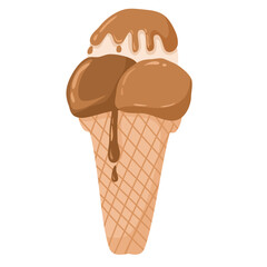 Ice cream chocolate cone illustration