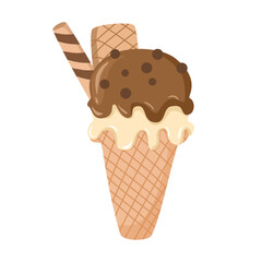 Ice cream chocolate cone illustration