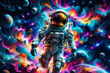 Fototapeta premium 공간, 할로윈, 女, 우주 비행사, 로보트, 3 차원, 사람, 판타지, 공포, 가면, 검다, 삽화, 국민