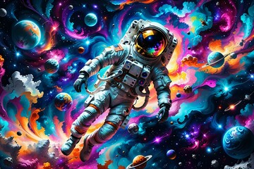 공간, 할로윈, 女, 우주 비행사, 로보트, 3 차원, 사람, 판타지, 공포, 가면, 검다, 삽화, 국민