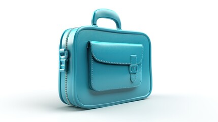 A blue briefcase for a businessman is separated from white background 3d image