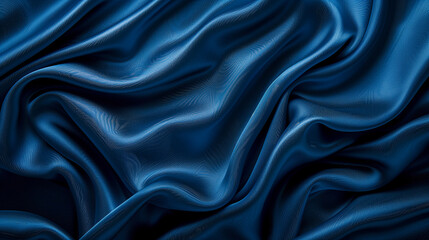 Obraz premium Detailed image of blue satin fabric with flowing waves, showcasing luxurious texture, generative ai