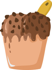 Ice cream chocolate with topping illustration