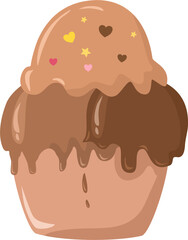 Ice cream chocolate with topping illustration