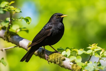 Fototapeta premium Vibrant close-up of colorful bird perched on branch in a lush and natural habitat