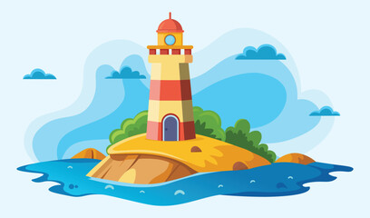 Lighthouse cute childrens book illustration