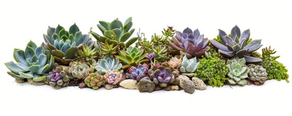 Fototapeta premium A beautifully arranged rooftop succulent garden featuring a diverse collection of drought-resistant plants in various shapes and sizes, thriving in a serene urban setting