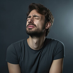Obraz premium A man's face with worry and expression a heavy burden of anxiety and dejection