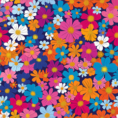 Scattering seamless colorful floral pattern 