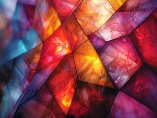 Futuristic Holographic Geometric Patterns - Digital Art with Vibrant Colors and High Detail