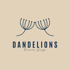 dandelion flower logo icon minimalist vector illustration design template
