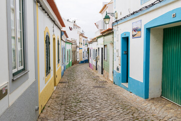 Ferragudo, Portugal. 04-20-2024.   Colorfull street at Ferragudo, Algarve, Portugal.