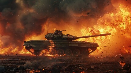 Tank on fire