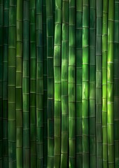 Obraz premium Close-up of green bamboo stems creating a peaceful and serene atmosphere. Ideal for nature-themed backgrounds or zen-inspired designs.