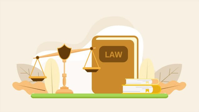 Animated video Law concept. Full length animation illustration. High quality 4k footage.