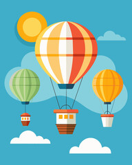 Obraz premium Using the power of the sun these hot air balloons could travel long distances without using any nonrenewable resources.. Vector illustration