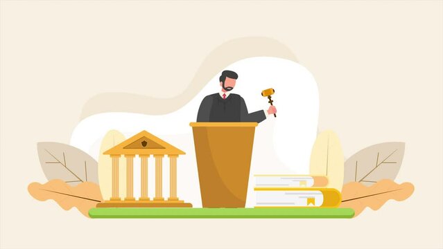 Animated video Law concept. Full length animation illustration. High quality 4k footage.
