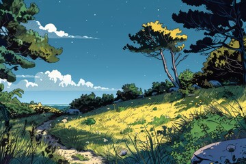 Obraz premium A serene and idyllic forest and open space