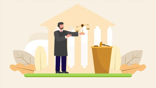 Animated video Law concept. Full length animation illustration. High quality 4k footage.