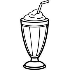 Dinner milkshake retro cocktail with ice - Vector design and illustration - Digital vector - Latest vector - Premium Victor