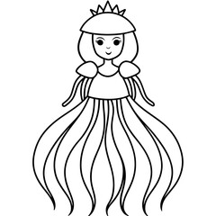 Jellyfish queen design girl in a dress - Vector design and illustration - Digital vector - Latest vector - Premium Victor