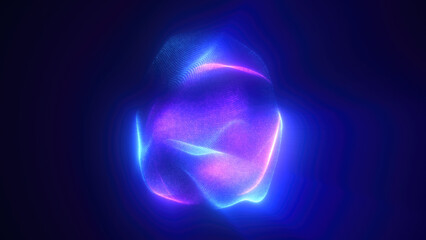 Blue purple energy magic sphere round high-tech digital ball core of light rays waves lines and energy particles. Abstract background © Bolbik
