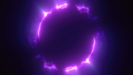 Purple swirling circle frame of multicolored lines of  energy particles. Abstract background