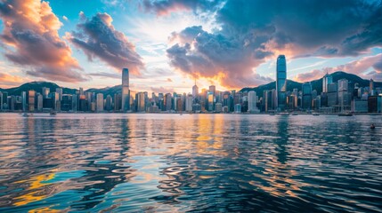 Hong Kong skyline at sunset