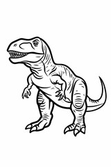 Fototapeta premium Dinosaur coloring page, cartoon style, white background, generative ai, generative, ai